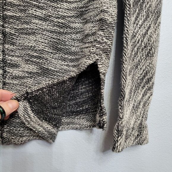 American Eagle Black White Marled Full-Zip Knit Hoodie Jacket Y2K Baja Surf XS - Picture 3 of 12